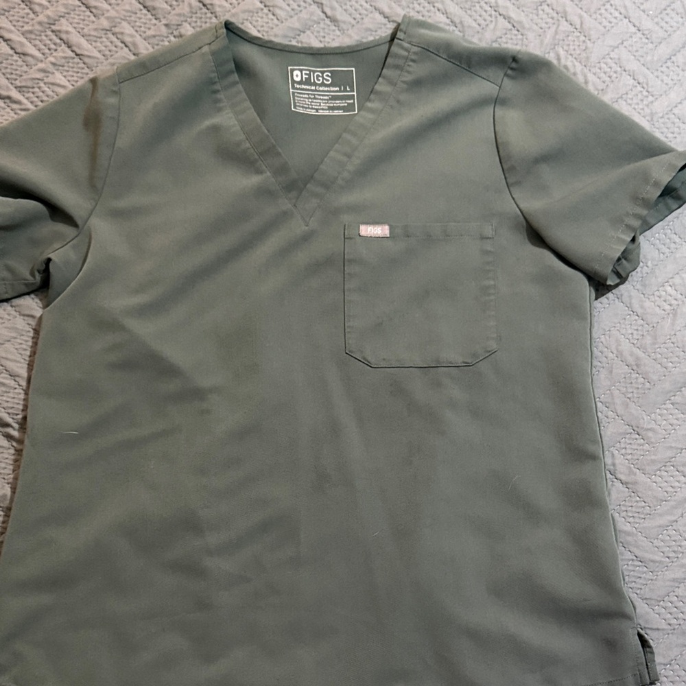 FIGS Technical Collection Scrub Top in Olive - Picture 3 of 5